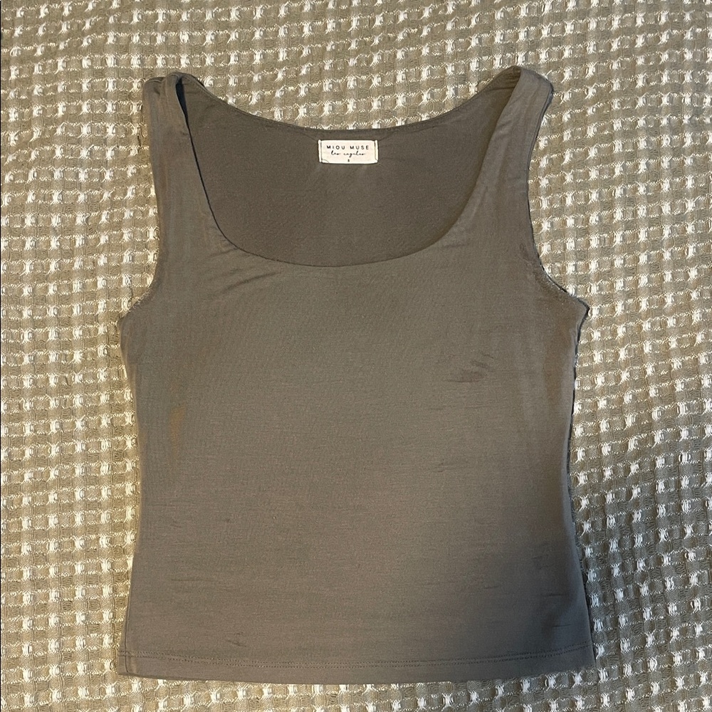Classic Scoop Tank in Olive Green